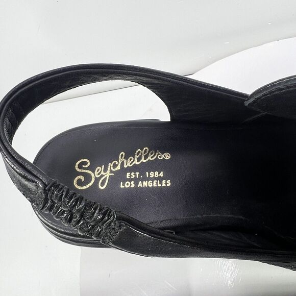 Seychelles Mules Size 10 Girl’s Best Friend Leather Slingback Chunky Heels black - Picture 9 of 13